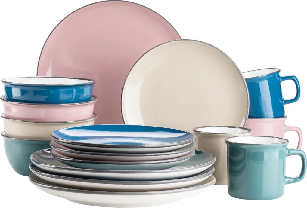 Mäser Jedálenská súprava riadu 16 ks MAILA – petrolejový mix