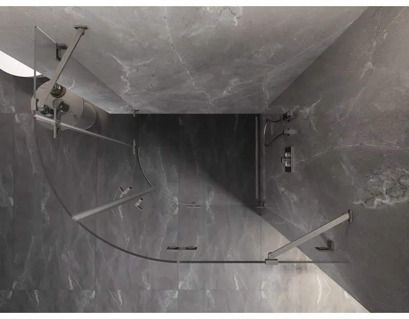 Mexen Lunar, pravý polkruhový sprchový kút 100 x 90 cm, 8mm číre sklo, oceľový profil, 833-100P-090L-97-00