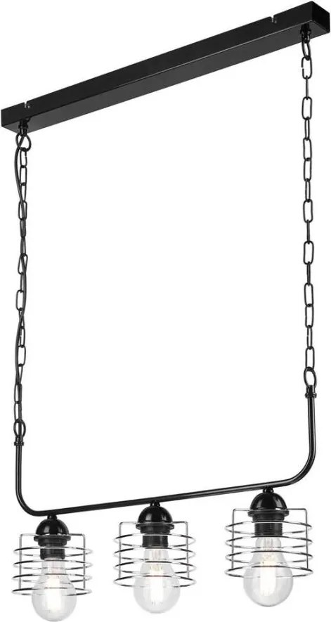 Luster na reťazi MORGAN 3xE27/60W/230V čierna/chróm