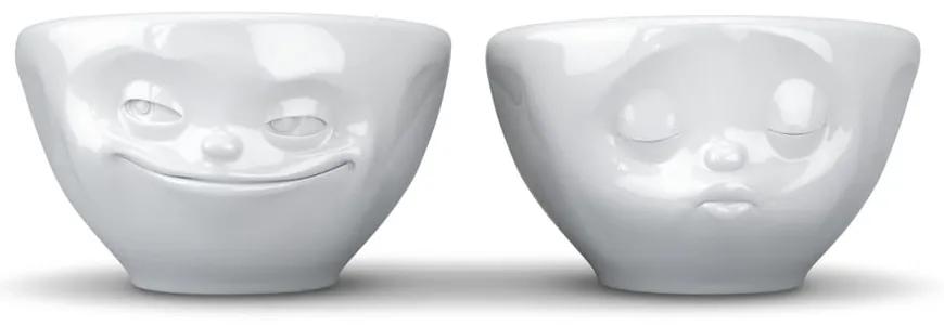Sada 2 bielych zamilovaných malých šálok z porcelánu 58products, objem 100 ml
