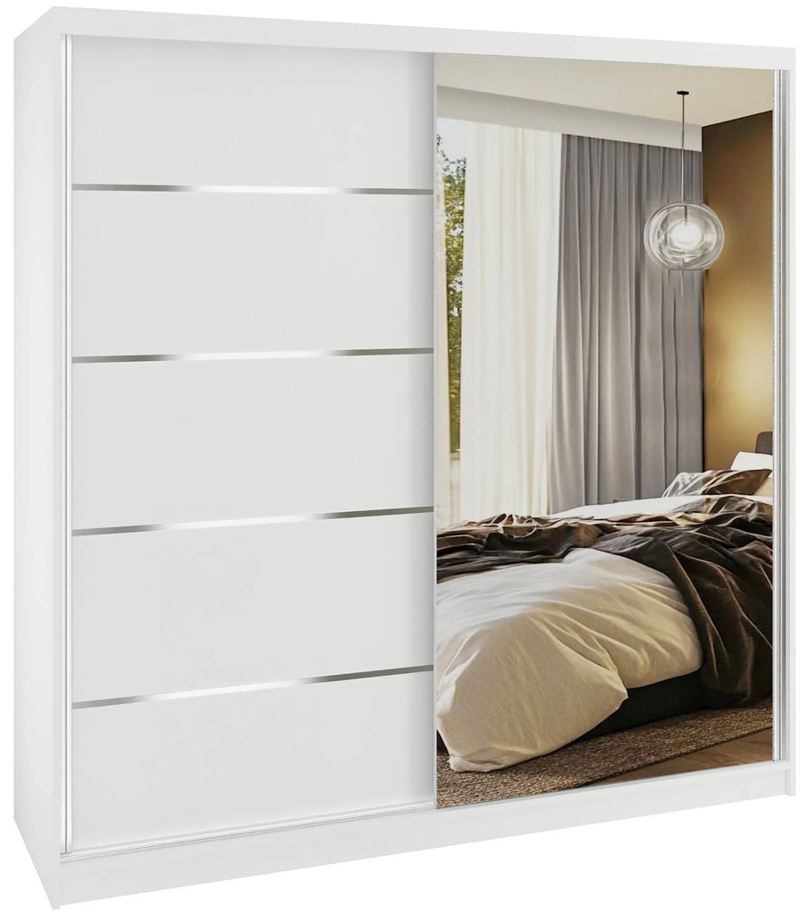 Šatníková skriňa SERENITY 200 cm biely mat MBP SERENITY SZP5/0/W/W/0/HIAL