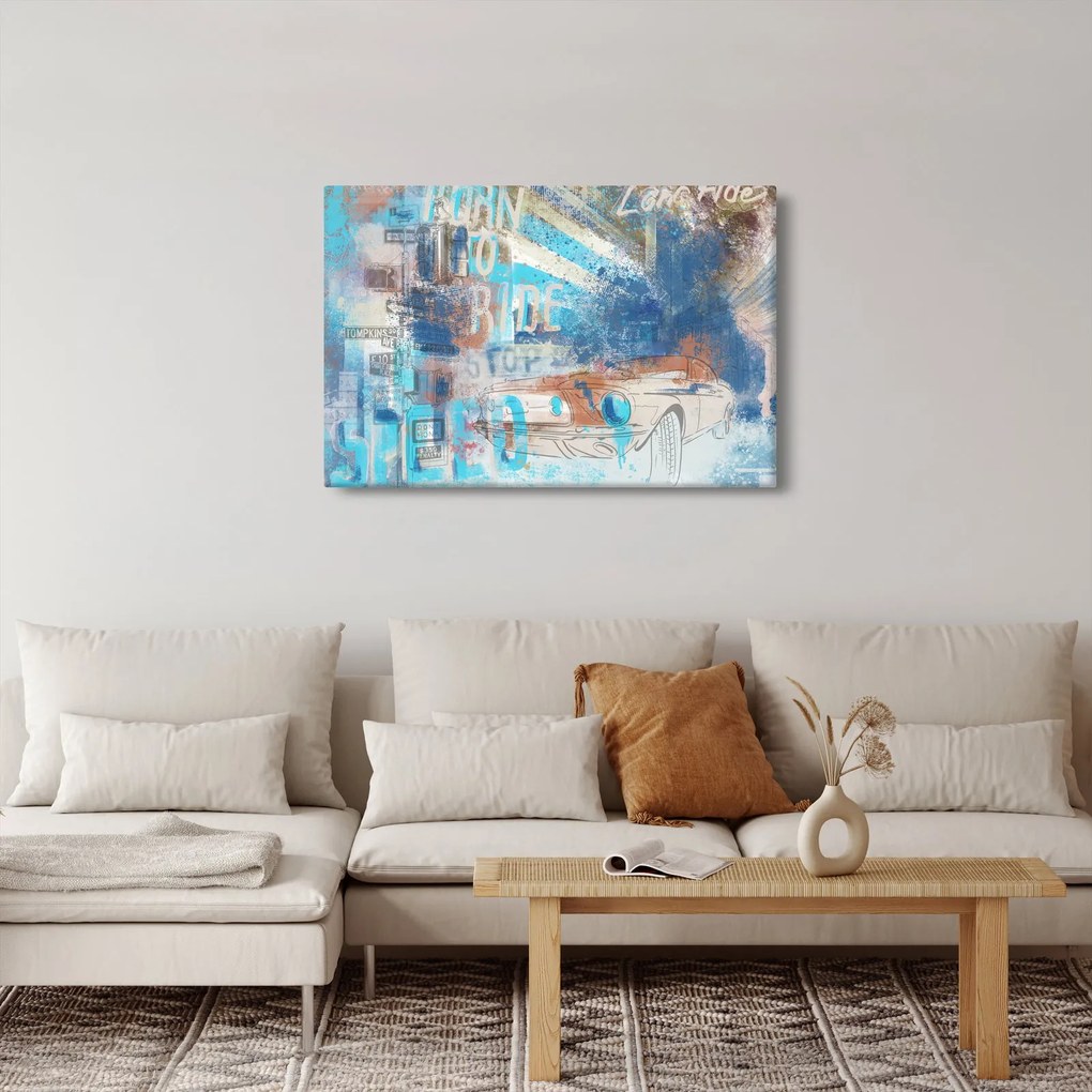 Obraz - Zrodený na jazdu, modré tóny (90x60 cm)