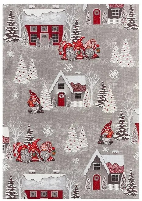 Kuchynská utierka 50x60cm s vianočným motívom škriatok