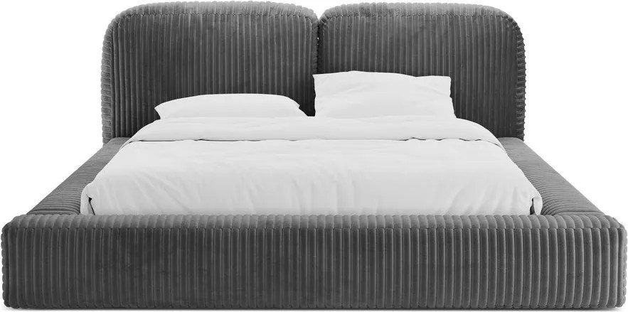 Sivá čalúnená dvojlôžková posteľ s úložným priestorom s roštom 160x200 cm Martina – Micadoni