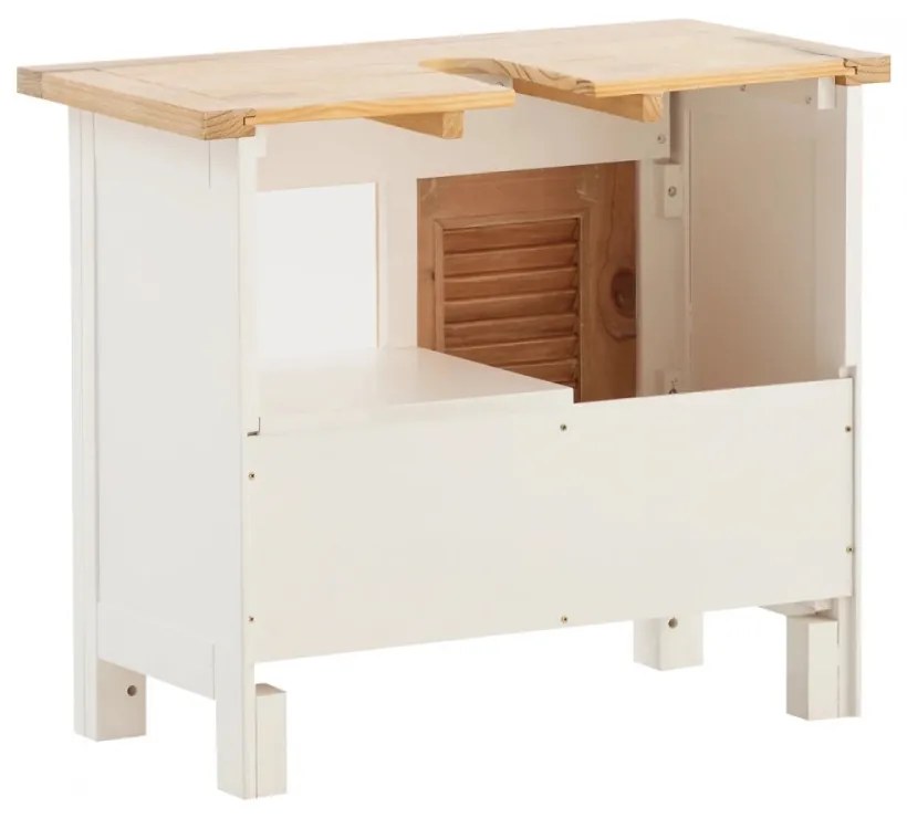 furniture-nabytek.cz - Masívna spodná skrinka pod drez Capera z borovice a MDF, lakovaná, biela/hnedá – 70×35×60 cm