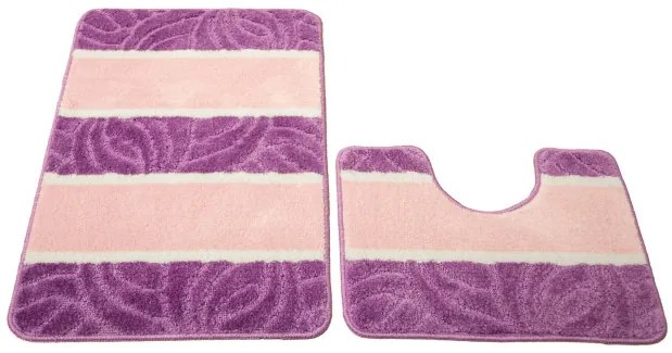 Sada kúpeľňových koberčekov MURCIA ružová / fialová, lístie