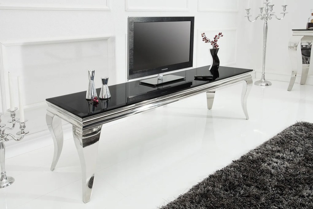 Bighome - TV stolík BARROCK 160 cm - strieborná, čierna