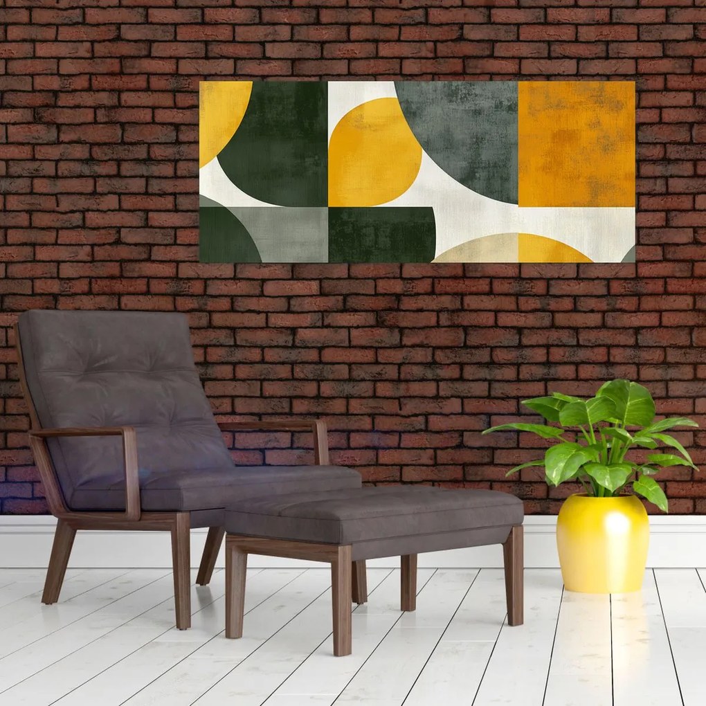 Obraz - Abstrakcia v olivovej farbe (120x50 cm)