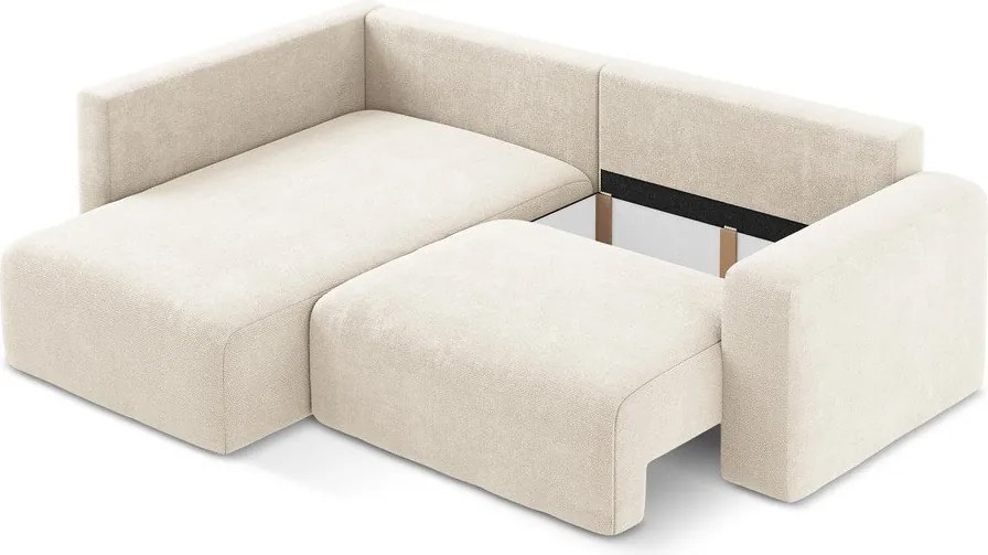 Krémovobiela ženilková rozkladacia/s úložným priestorom rohová pohovka (ľavý roh/do L) Kona – Makamii