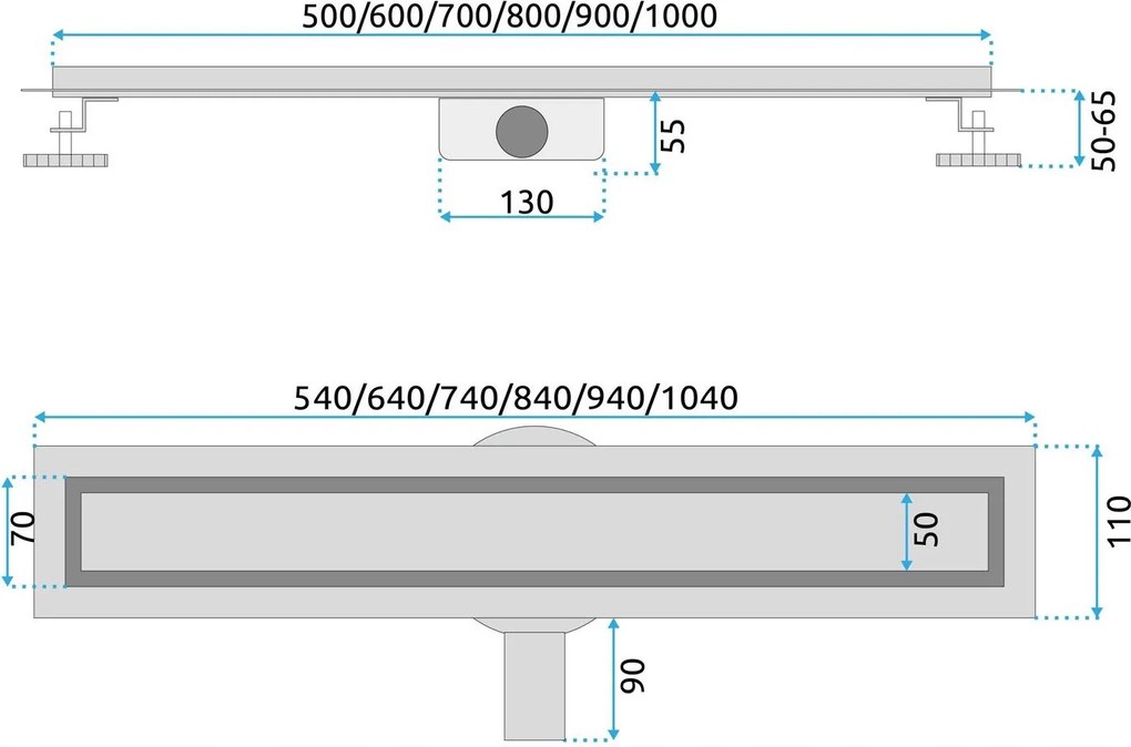 Rea Neox Pro, odtokový sprchový žľab 60 cm, brúsená oceľ, REA-G5807
