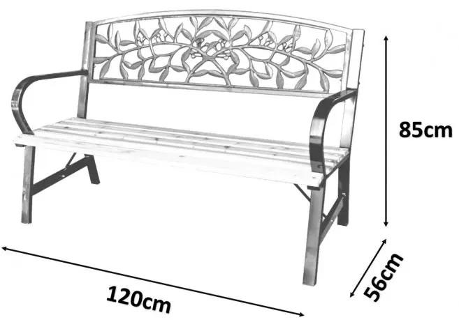 Zahradní lavička SENDY 120 cm přírodní dřevo/černá