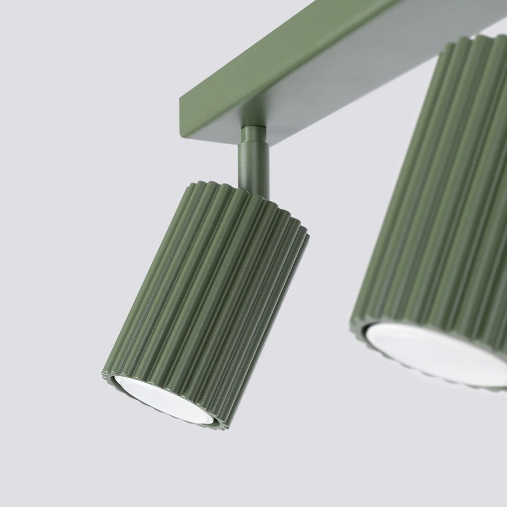 Bodové svietidlo Karbon, 3x olivovo zelené kovové tienidlo, (možnosť polohovania)