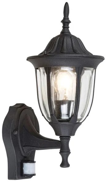 Rabalux 7837 - Vonkajšie nástenné svietidlo s pohybovým senzorom MILANO 1xE27/60W/230V IP43