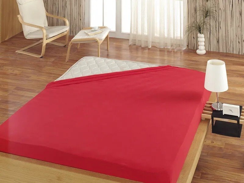 Napínacia plachta na posteľ - Red Jersey 100/220/25