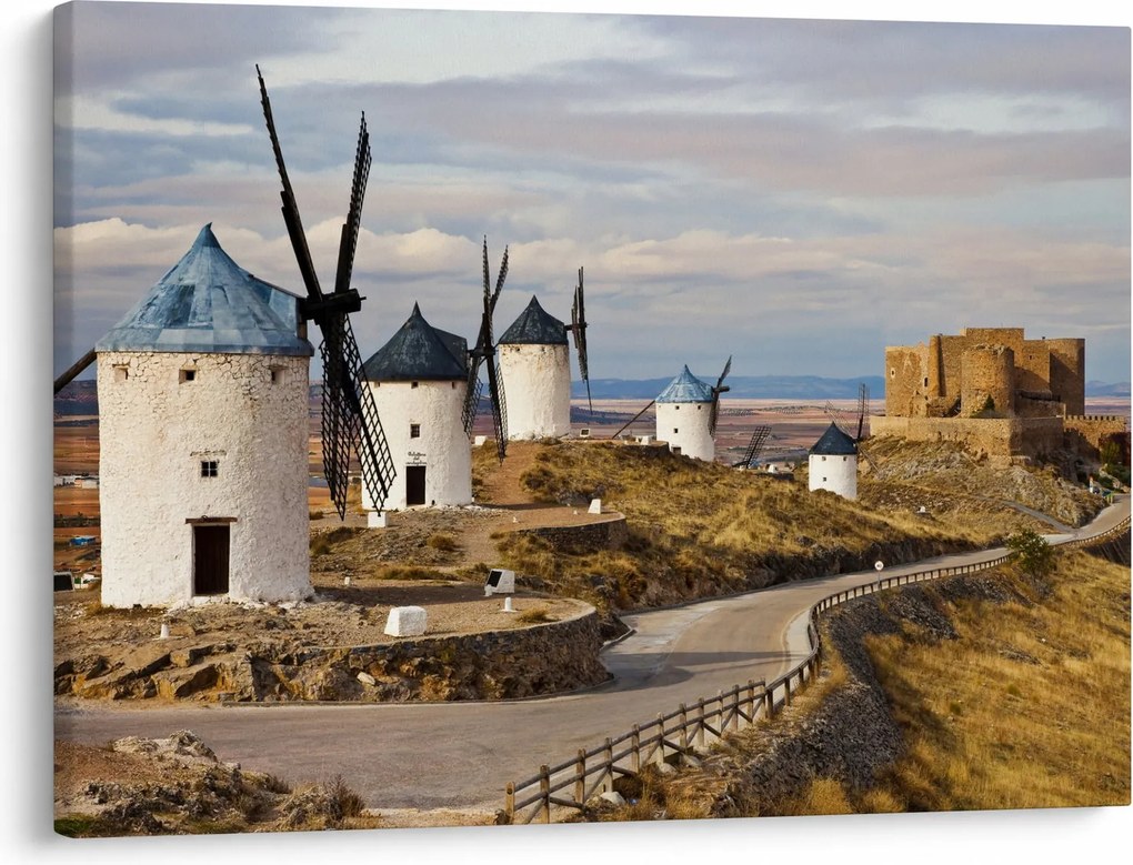 Obraz - Veterné mlyny Consuegra, Španielsko (70x50 cm)