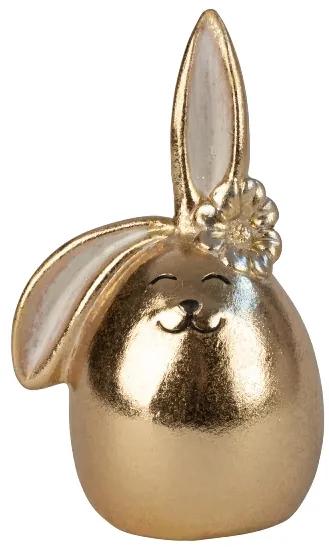 Veľkonočný porcelánový králik s kvetinou DENNY, zlatý