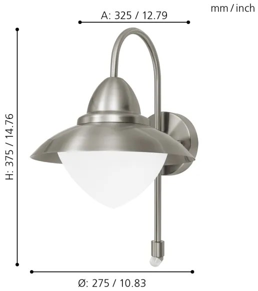 EGLO 87105 - Vonkajšie senzorové nástenné svietidlo SIDNEY 1xE27/60W IP44