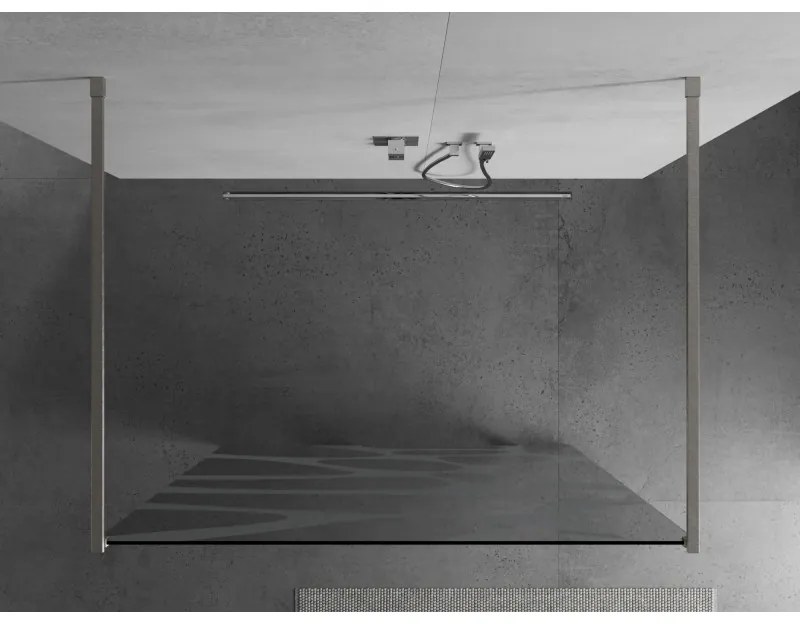 Mexen Kioto, sprchová zástena Walk-In 140 x 200 cm, 8mm číre sklo biely vzor, brúsená oceľ profil, 800-140-002-97-97