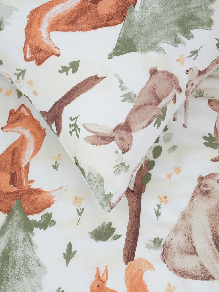 Bavlnená obliečka na vankúš Renforcé 40 × 60 cm - Lesné zvieratká