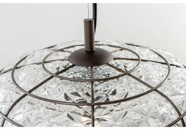 SIRU - Luster na lanku TERRA 1xE27/60W/230V čierna/číra benátske sklo
