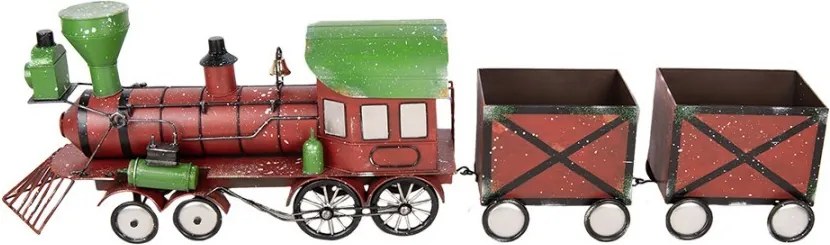 Červená kovová dekorácia vláčik Christmas Train - 168*30*47 cm