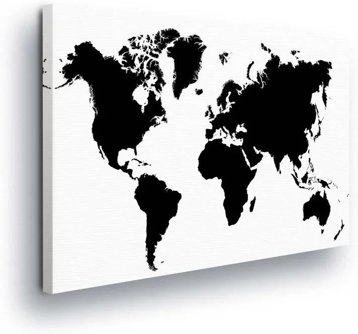 GLIX Obraz na plátne - Black and White Map of the World 100x75 cm