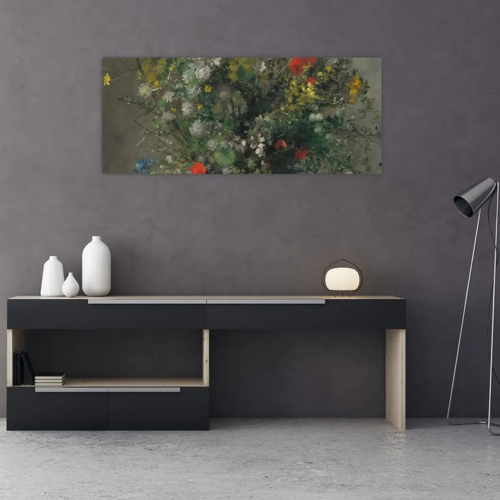 Obraz - Auguste Renoir,  Flowers in a Vase, reprodukcia (120x50 cm)