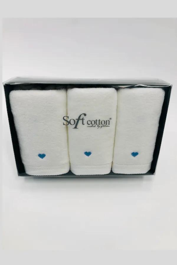 Soft Cotton Malé uteráky MICRO LOVE 30x50 cm Biela / modré srdiečka