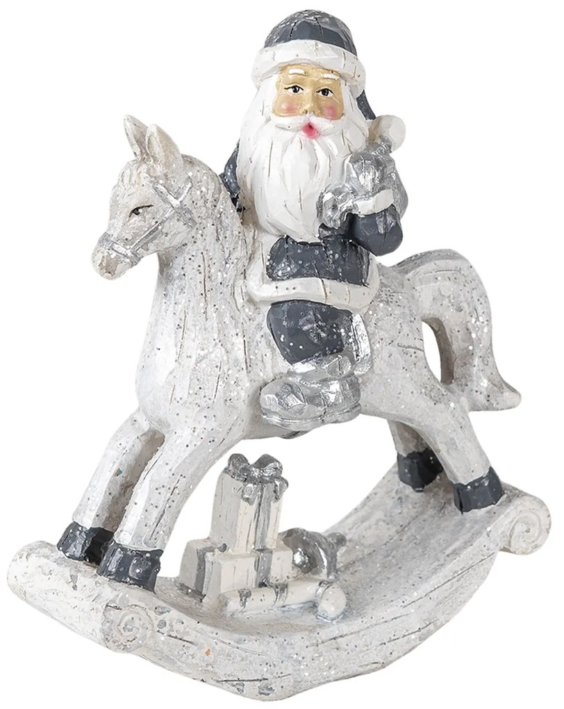 Dekorácie Santa na hojdacom koni s darčekom - 13*6*17 cm
