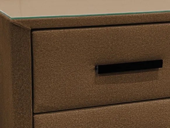 Nočný stolík s 2 zásuvkami Joy, whisky hnedá látka