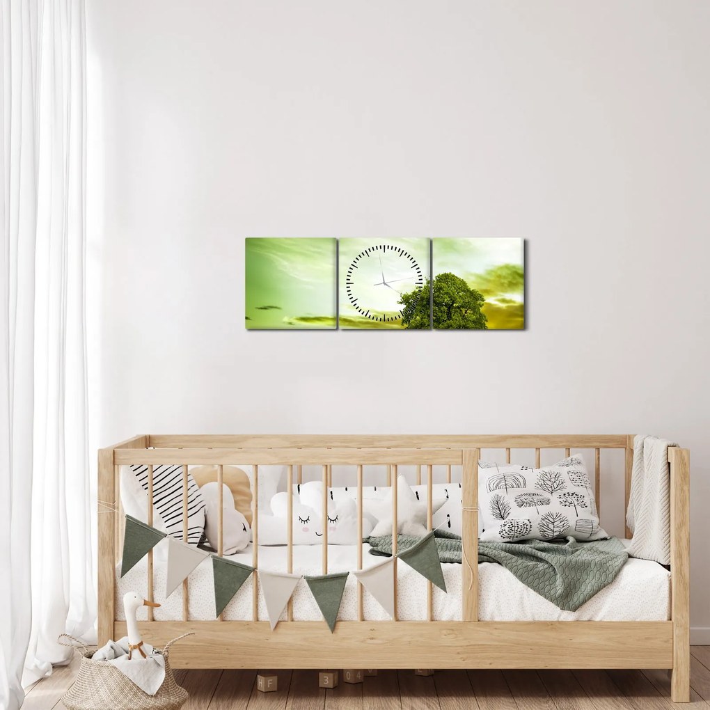 Obraz - Strom života (s hodinami) (90x30 cm)