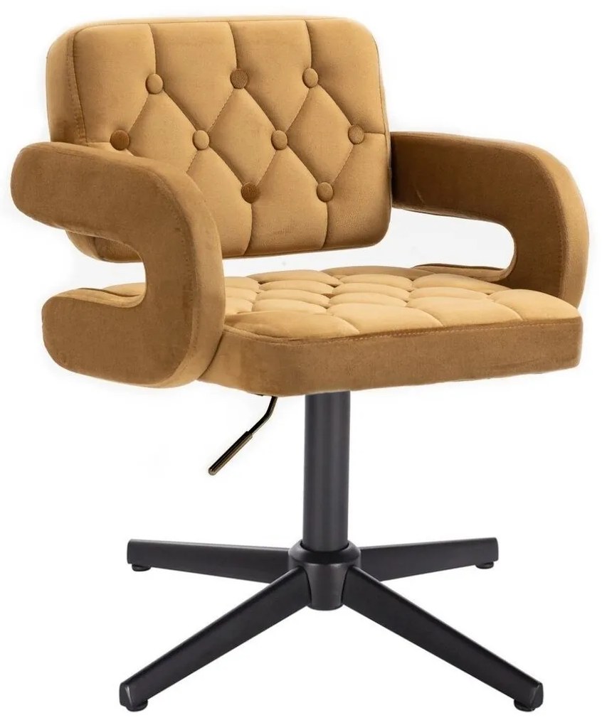 LuxuryForm DESIGN Stolička ADRIA VELUR na čiernom kríži - medová