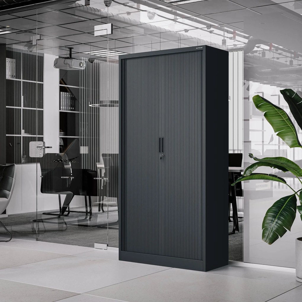 Kovová skriňa so žalúziovými dverami DAMIAN, 900 x 1850 x 450 mm, antracitová