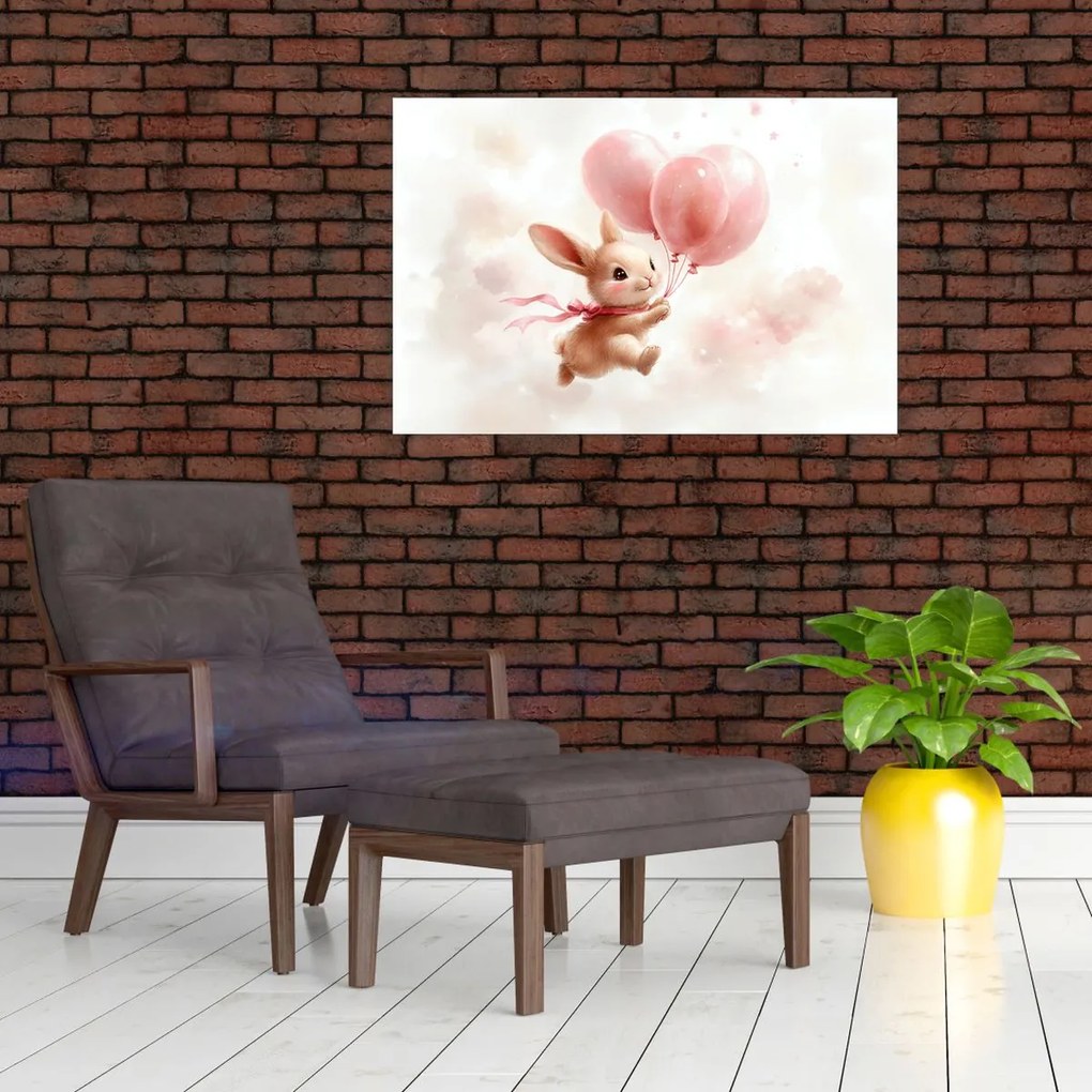Obraz - Zajačik s balónikmi (90x60 cm)