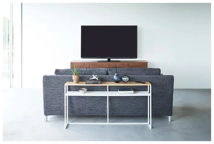 Konzolový stolík v bielej a svetlo hnedej farbe v dekore jaseňa 20,5x126 cm Tower – YAMAZAKI