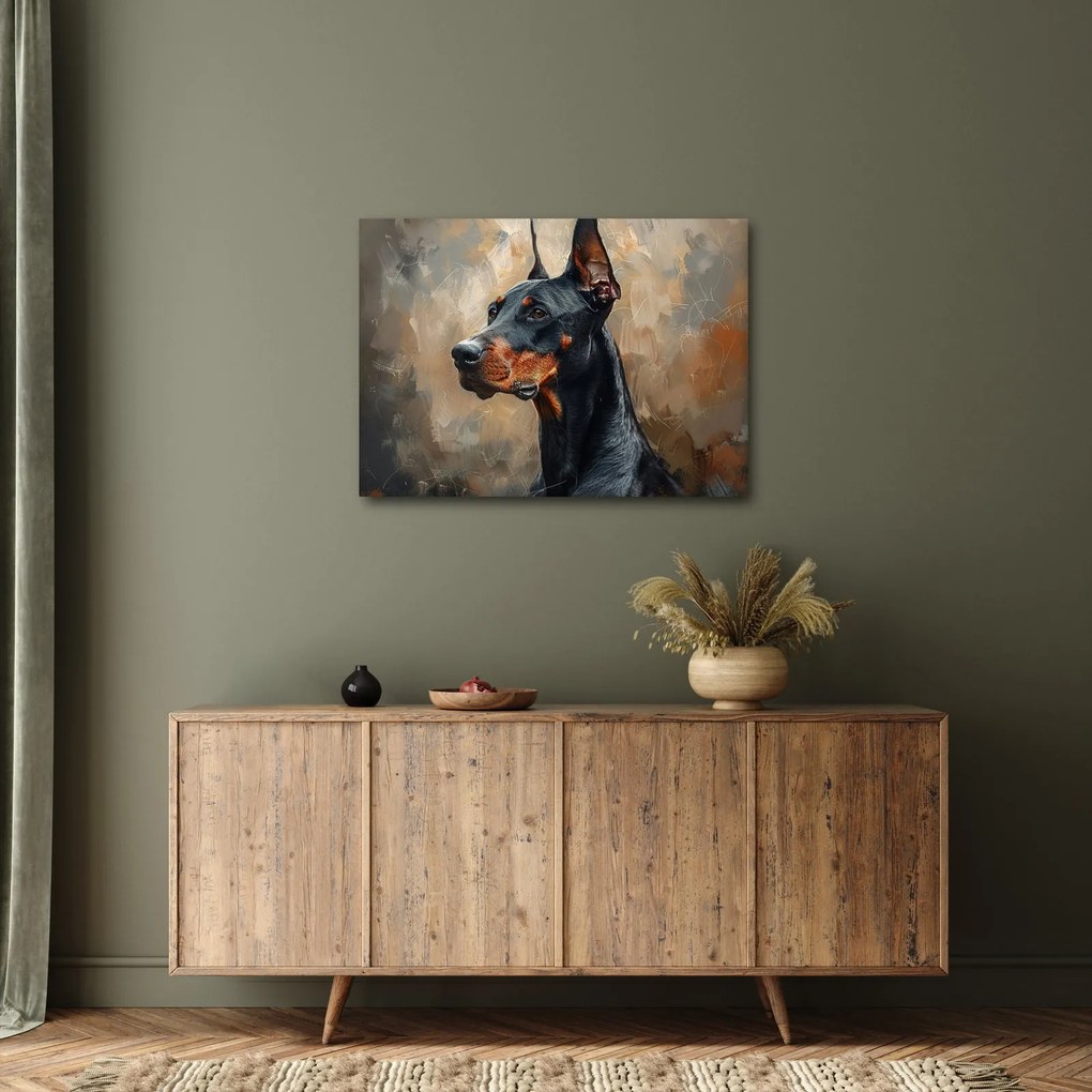 Obraz - Portrét Dobermana (70x50 cm)