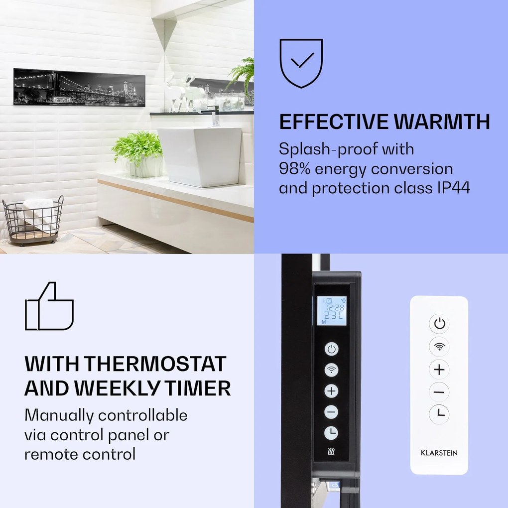 Klarstein Wonderwall Air Art Smart, infračervený ohrievač, 120 x 30 cm, 350 W, most