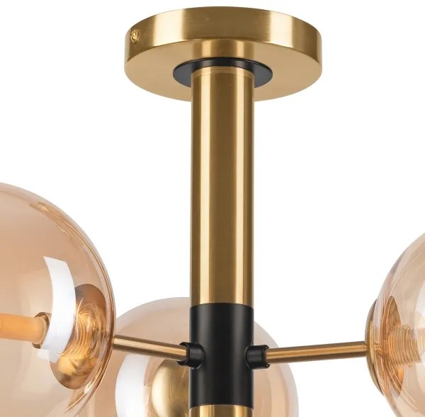 Luster na tyči ROLLO 3xG9/5W/230V zlatá/dymová béžová