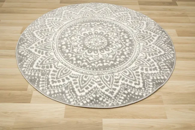 Koberec Lima G757A mandala, krémový / sivý kruh