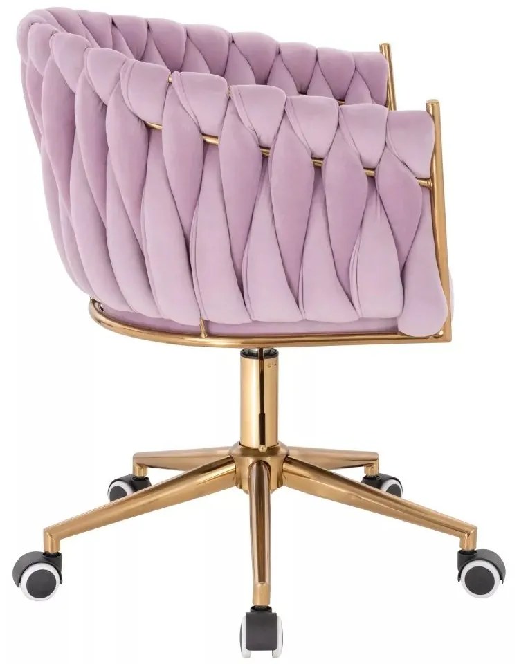 LuxuryForm DESIGN Kreslo NORDEN VELUR na zlatej podstave s kolieskami - levanduľa
