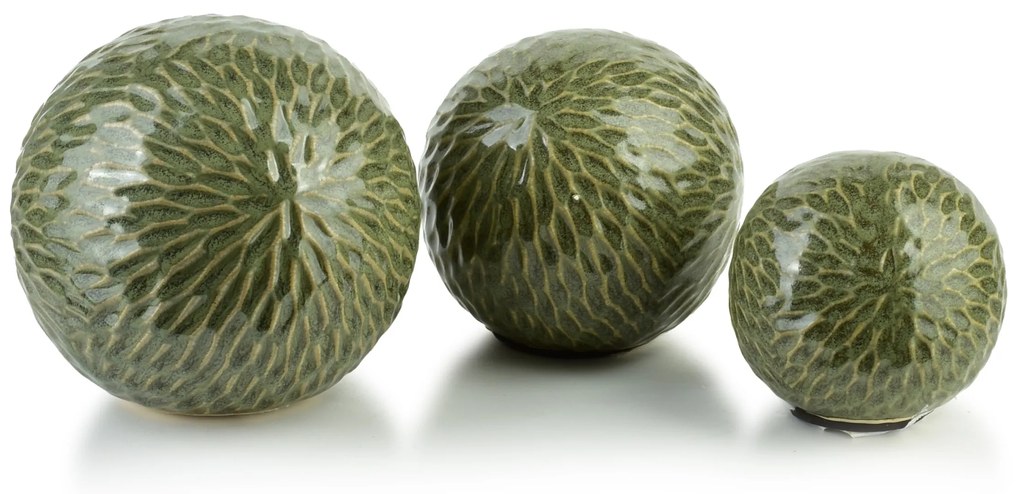 Keramická dekorativní koule Saggio Pattern 10 cm zelená