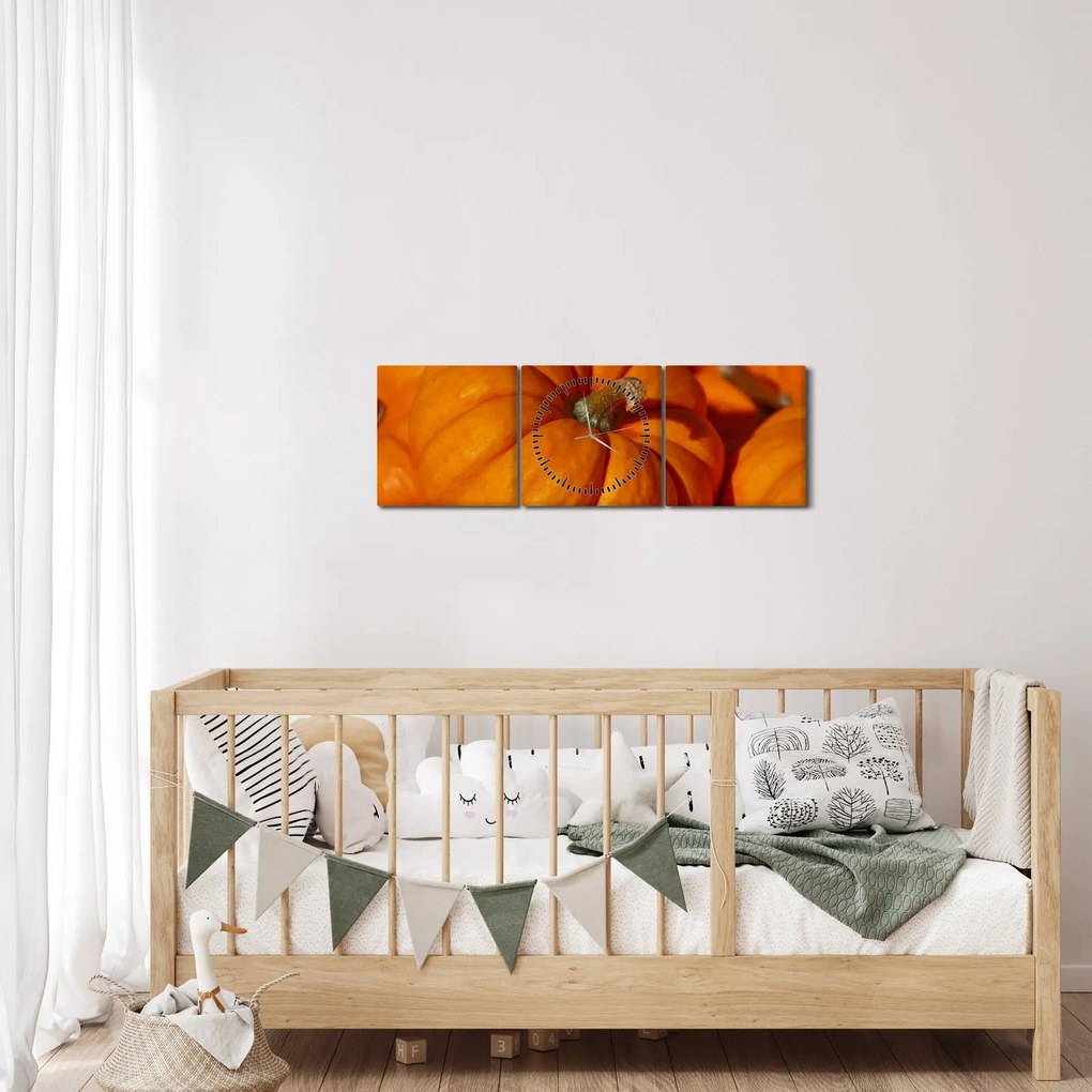 Obraz - Veľké tekvice (s hodinami) (90x30 cm)