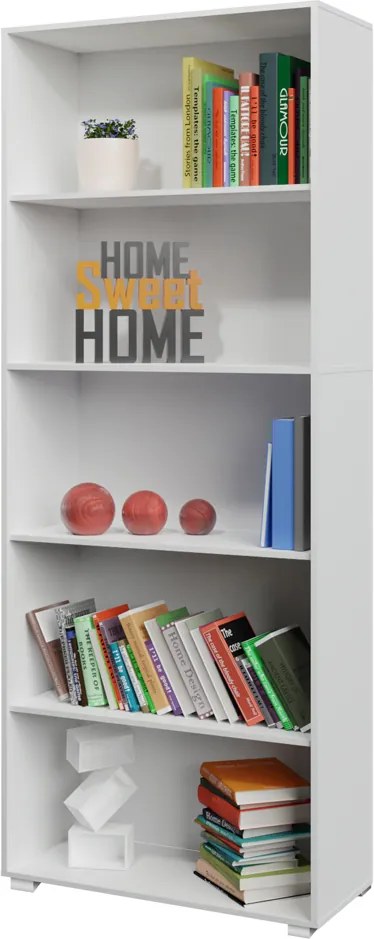 Knižnica 190 cm, biela - 5 priehradiek