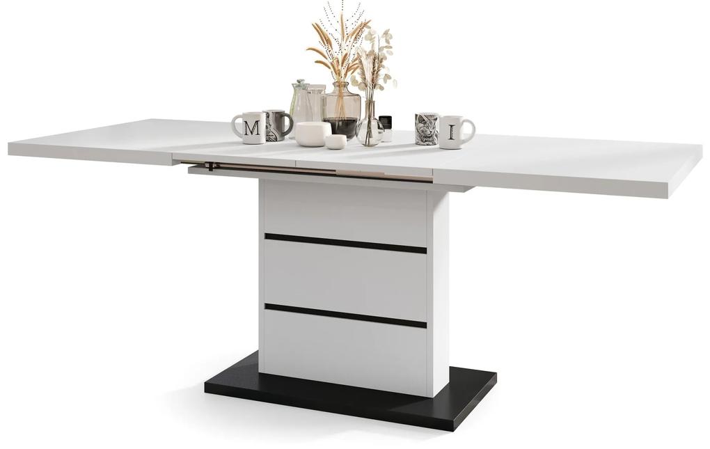 Mazzoni PIANO matná biela / čierny mat - moderný rozkladací stôl do 200 cm