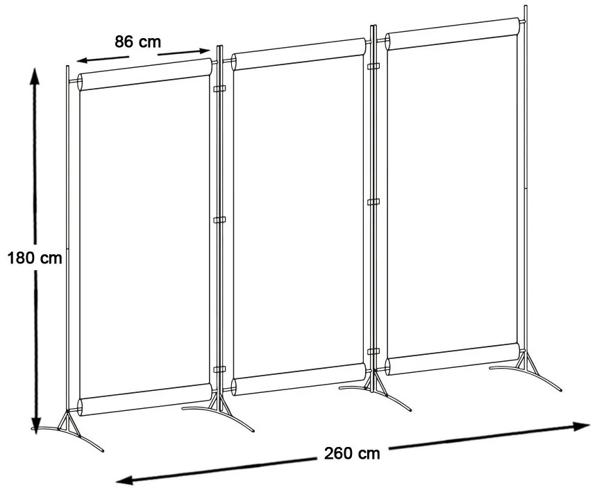Mobilný paraván 260x180 cm, sivý