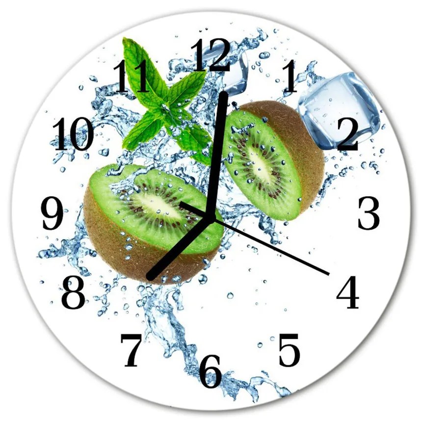 Sklenené hodiny okrúhle Kiwi fi 30 cm