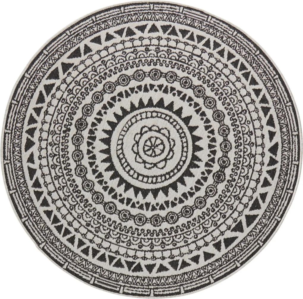 Bougari - Hanse Home koberce Kusový koberec Twin Supreme 103856 Black/Cream - 140x140 (průměr) kruh cm