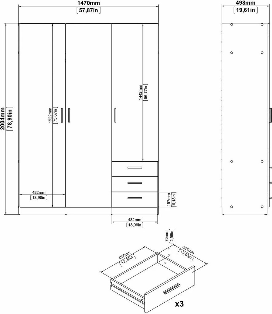 Šatníková skriňa Spiken II biela