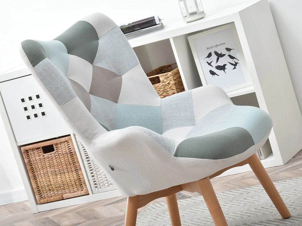 Kreslo Nutri (patchwork + čierna). Akcia -18%. Vlastná spoľahlivá doprava až k Vám domov. 1110346