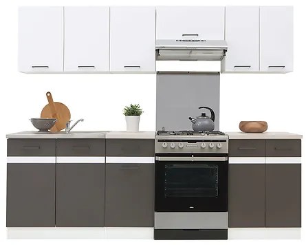 Kuchyňa BRW Junona line 240 cm lesk biely + sivý wolfrám. Vlastná spoľahlivá doprava až k Vám domov. 784806